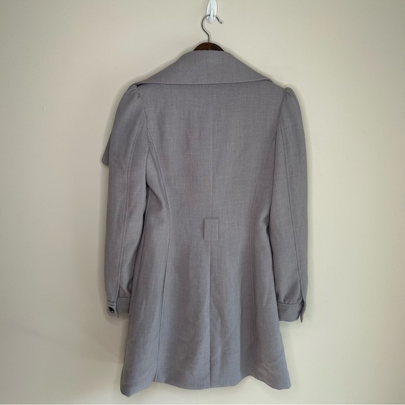 H&M Peacoat Mid Thigh Length Cuffed Wrists Hidden Buttons Grey Size 6 - Picture 4 of 10